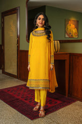 2 Piece Set in Yellow Printed Chiffon (FR0961)